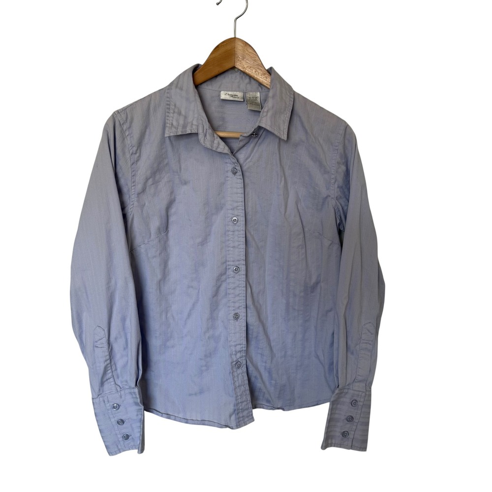Envision Avenue Button Down Blouse Women M Blue Excellent‎ Tonal y2k Stretch